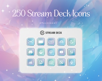 Stream Deck Icons for Cozy Streaming Setup: 250+ Cute Icons in 4 Styles and a Screensaver, made for Twitch and Gaming - Opalescent color