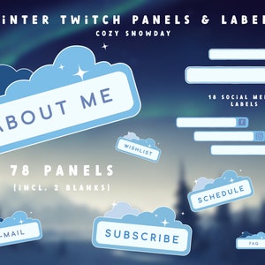 Cozy Winter Twitch Panels und Social Media Labels Pack - COZY Snowday - Twitch Overlay Lofi - Twitch Overlay Cozy