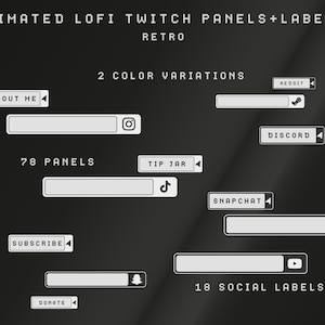 Cozy LOFI Twitch Panels and Social Media Labels Pack  - Retro - Twitch Overlay Lofi - Twitch Overlay Cozy