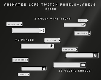 Cozy LOFI Twitch Panels and Social Media Labels Pack  - Retro - Twitch Overlay Lofi - Twitch Overlay Cozy