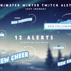 Cozy Winter Twitch Alerts Package - COZY snowday - Animated - Twitch Overlay Cozy - Twitch Overlay Winter