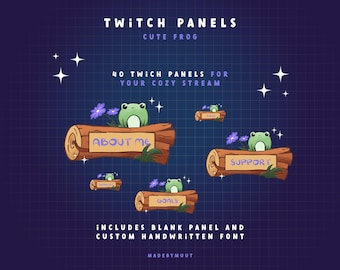 Cozy Twitch Panels - CUTE Frog - 40 premade panels + blank to make custom ones