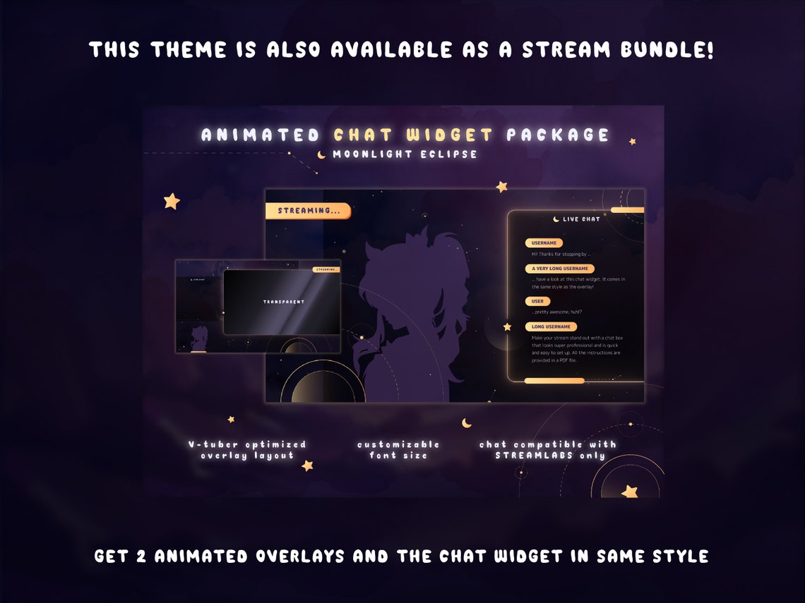 Moonlight Twitch Chat Widget: Celestial Stream Overlay for Streamlabs ...