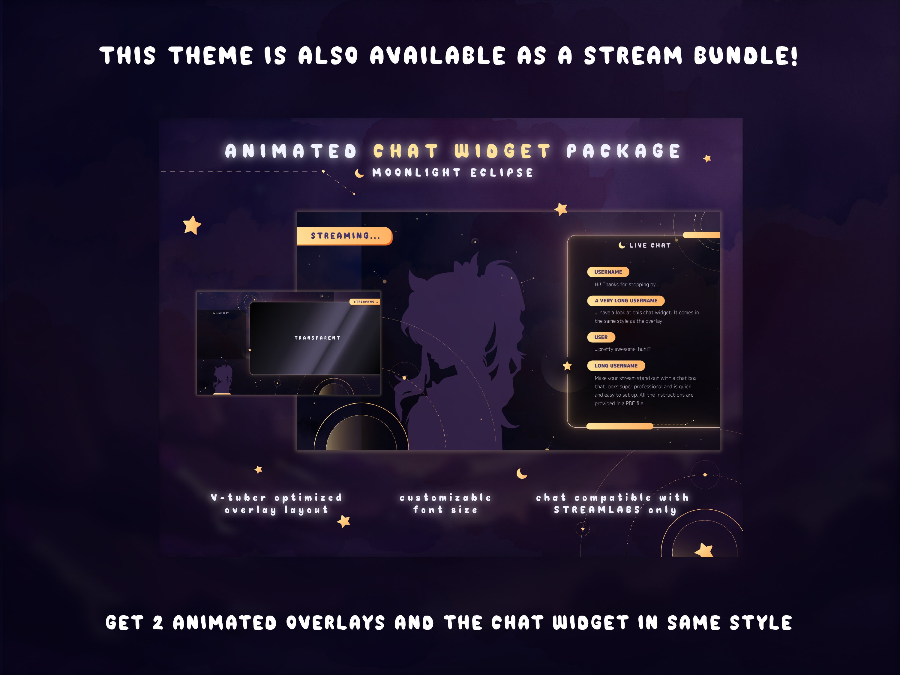 Moonlight Twitch Chat Widget: Celestial Stream Overlay for Streamlabs ...