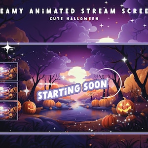 Cozy Animated Halloween Stream Screens Package - CUTE halloween - Twitch Overlay Halloween Twitch Overlay Cozy