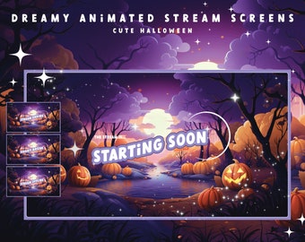 Cozy Animated Halloween Stream Screens Package - CUTE halloween - Twitch Overlay Halloween Twitch Overlay Cozy