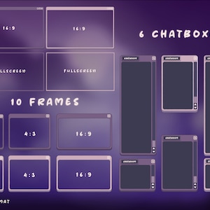 Animated Twitch Stream Overlay Package SPANISH Español: Cute Alerts, Purple Panels, Webcam Overlays, Screens, Offline Banner and Transition image 7