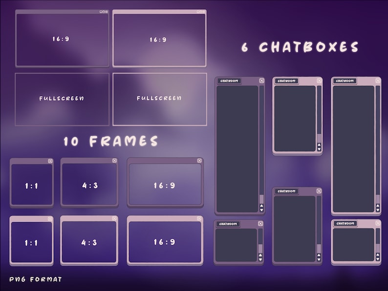 Animated Twitch Stream Overlay Package SPANISH Español: Cute Alerts, Purple Panels, Webcam Overlays, Screens, Offline Banner and Transition image 7