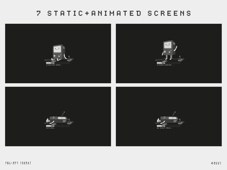 K&ouml;nnte beinhalten: Eine Schwarzwei&szlig;illustration eines Retro-Videospielkonsolencharakters mit einem l&auml;chelnden Gesicht. Der Charakter h&auml;lt einen Joystick und steht auf einer Plattform mit einer Fortschrittsanzeige, auf der "Start bald..." steht.