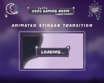 Cozy Cat Ear Animated Stinger Transition: Lofi Stream Overlay - Loading Screen