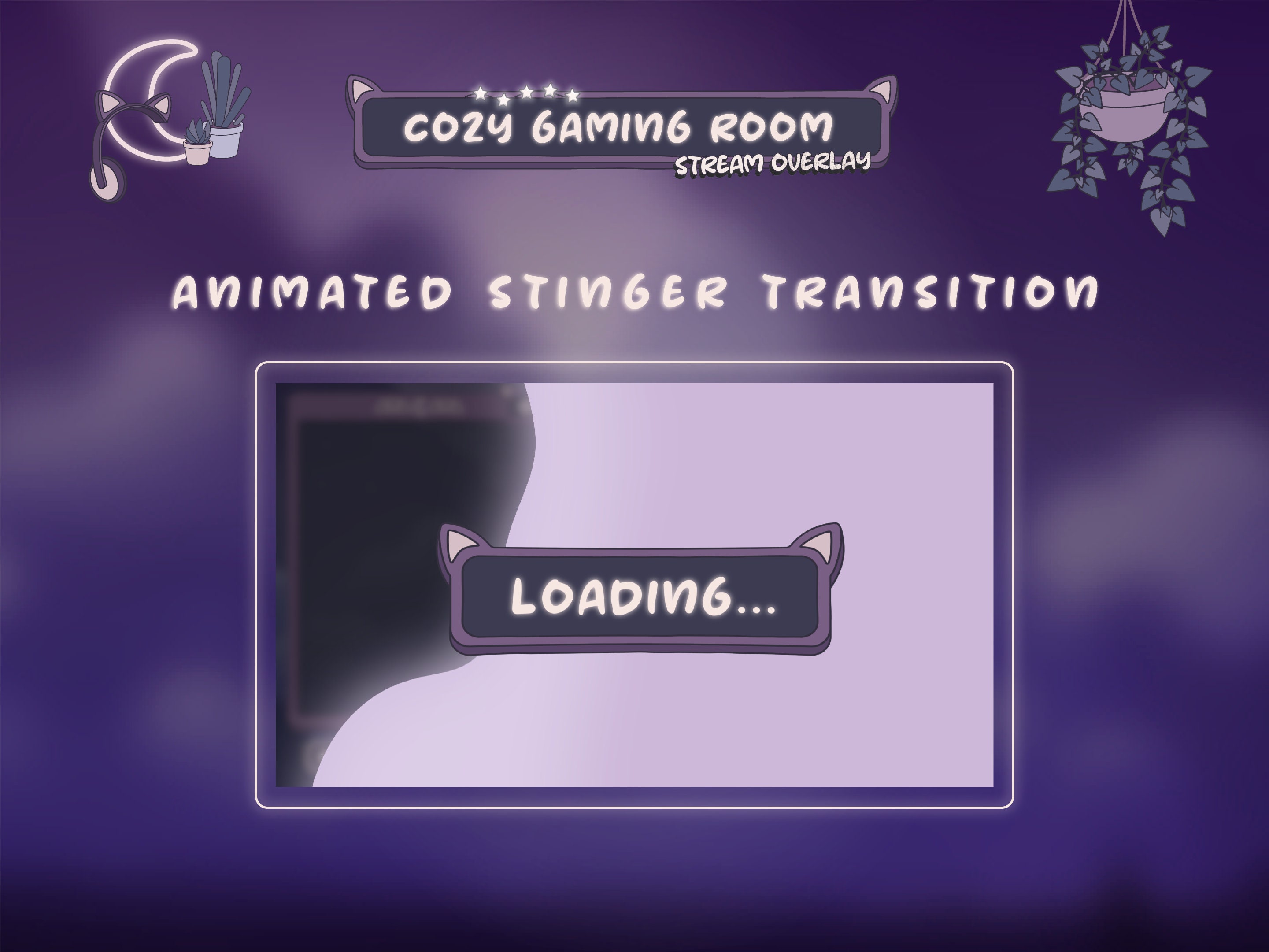Ear Loading Animation Cozy Cat Ear Animated Stinger Transition: Lofi Stream Overlay - Loading ...