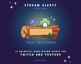 Cozy Twitch Alerts Package Animated - CUTE Frog - Twitch Overlay Cute Twitch Overlay Cozy Alert Box