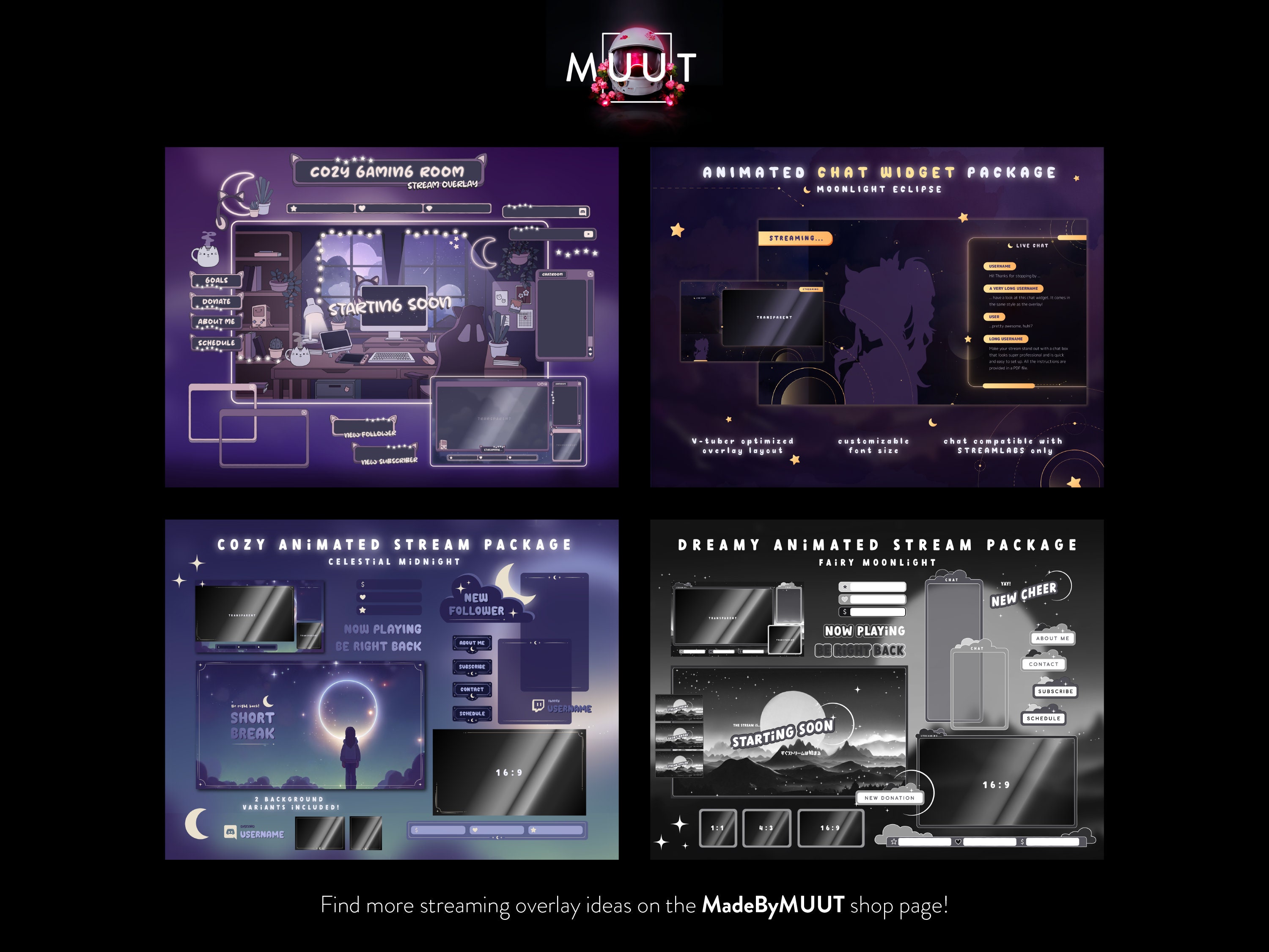 Cozy Animated Stream Screens: Lofi Gaming Room Overlay (black and White ...