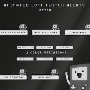 Animated Cozy LOFI Twitch Alerts Package - Retro - Twitch Overlay Lofi - Twitch Overlay Cozy