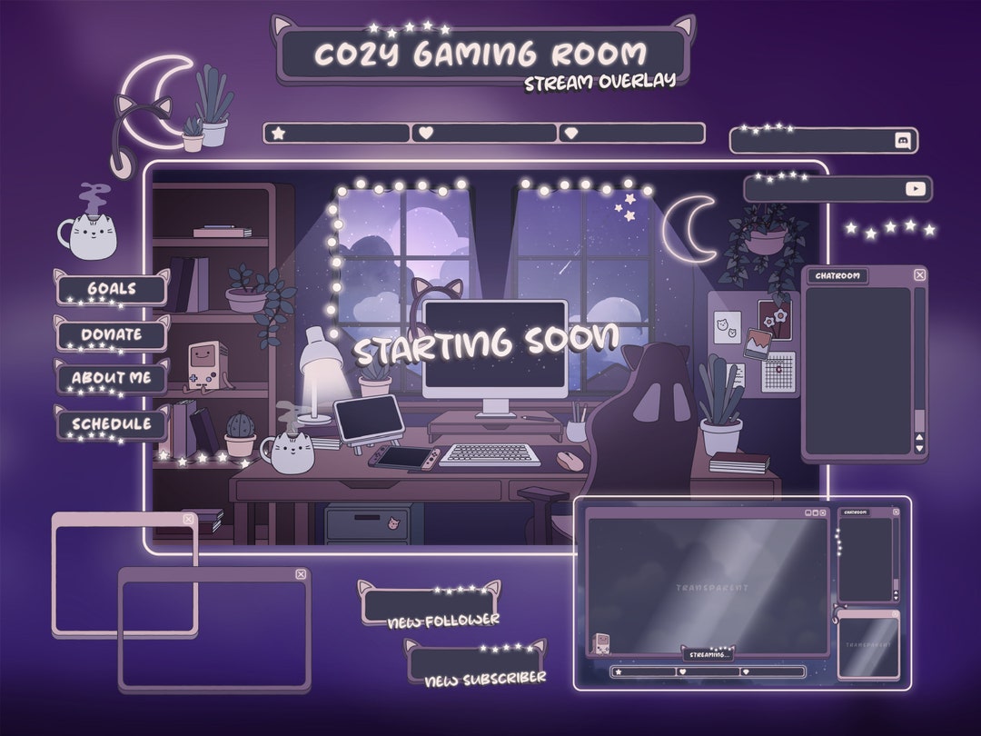 Animated Twitch Overlay Stream Cozy, Celestial Twitch Overlay, Twitch
