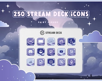 Stream Deck Icons for Cozy Streaming Setup: 250+ Cute Icons in 4 Colors and a Screensaver made for Twitch and Gaming - FAIRY night theme