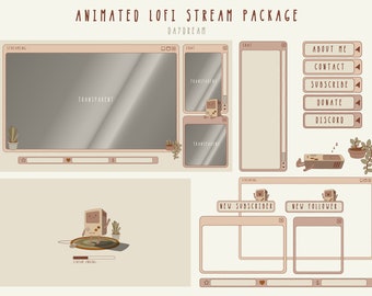 Animated LOFI Twitch Stream Package: Cozy Daydream Theme with Retro Coffee Vibe