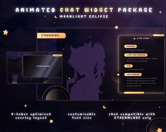 Animated Moonlight Eclipse Twitch Stream Package with Chat Widget for VTuber