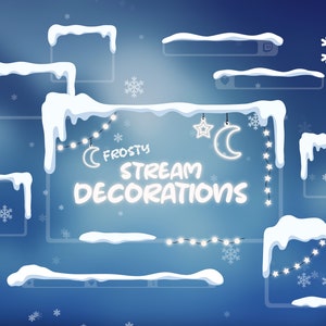 Cozy Twitch Overlay Snow Decorations - Stinger Transition - Winter Twitch Overlay Christmas Stream Webcam Overlay