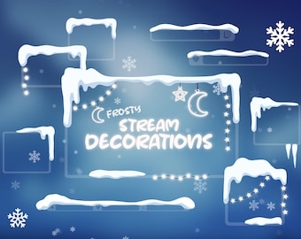 Cozy Winter Stream Overlay: Snow Decorations, Stinger Transition, Christmas Lights
