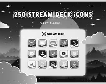 Stream Deck Icons for Cozy Streaming Setup: 250+ Cute Icons in Black and White and a Screensaver - made for Twitch and Gaming Streamdeck
