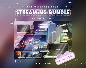 Animated Twitch Stream Overlay Bundle: Ultimate Package of 6 Cozy Lofi Streaming Packs