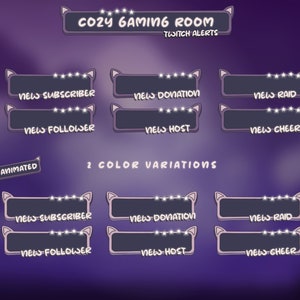 Cozy Animated Twitch Alerts Package: Cozy Gaming Room (Cat Ear Shape)
