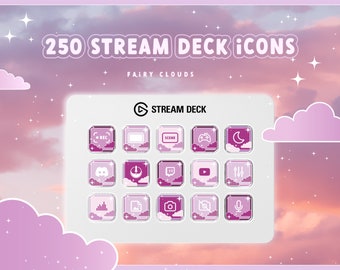 Stream Deck Icons for Cozy Streaming Setup: 250+ Cute Icons in 4 Colors and a Screensaver made for Twitch and Gaming - FAIRY night theme