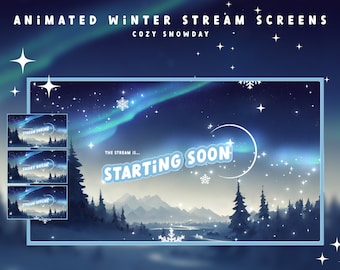 Animated Winter Stream Screens: Cozy Snowday Theme with Aurora (Northern Lights)