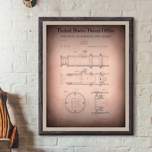 May include: A vintage patent drawing for a telescope, titled "United States Patent Office" and "J. Paoli Telescope". The patent number is 401,388 and the date is 13 October 1891.