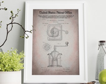 Coffee Grinder Patent Print – Vintage Barista Wall Art (Instant Download)