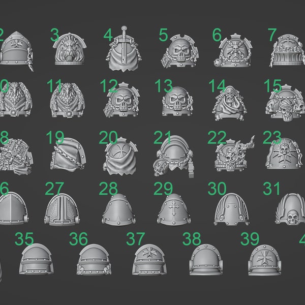 Eternal Pilgrims - 10 Count Shoulder Pauldron Upgrade Bits - Grey Tide Studios