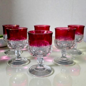 Ruby Red Cordial Glasses Set (6) | Tiffin Franciscan King's Crown Stemware