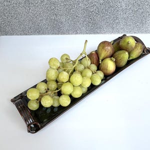 Handmade Black Ceramic Serving Tray: Signed Artisan Rectangular Dish