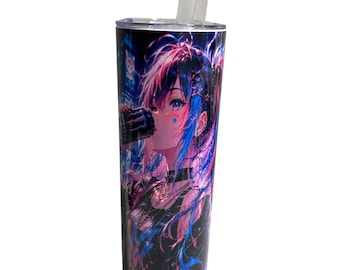 Energy Anime Girl Tumbler Water Bottle Cup