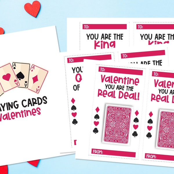 Valentines Day Playing Cards, Printable Love Notes, Poker Game, V-Day Instant Download, Galentine's PDF