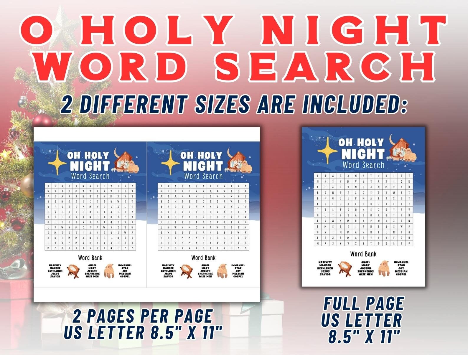 Oh Holy Night Christmas Word Search - Il Fullxfull.5603227745 Nogy