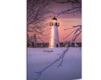 Lighthouse Winter Wall Art – Mattapoisett Massachusetts After the Blizzard