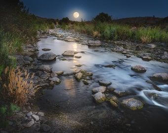 Moonrise Creek Landscape Photography: Fine Art Print