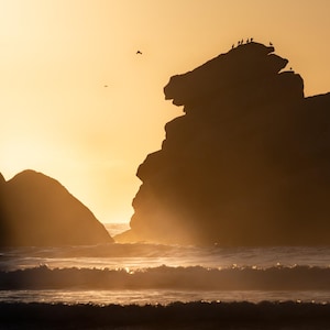 The Chief at Sunset / Morro Rock Photograph / Home Decor