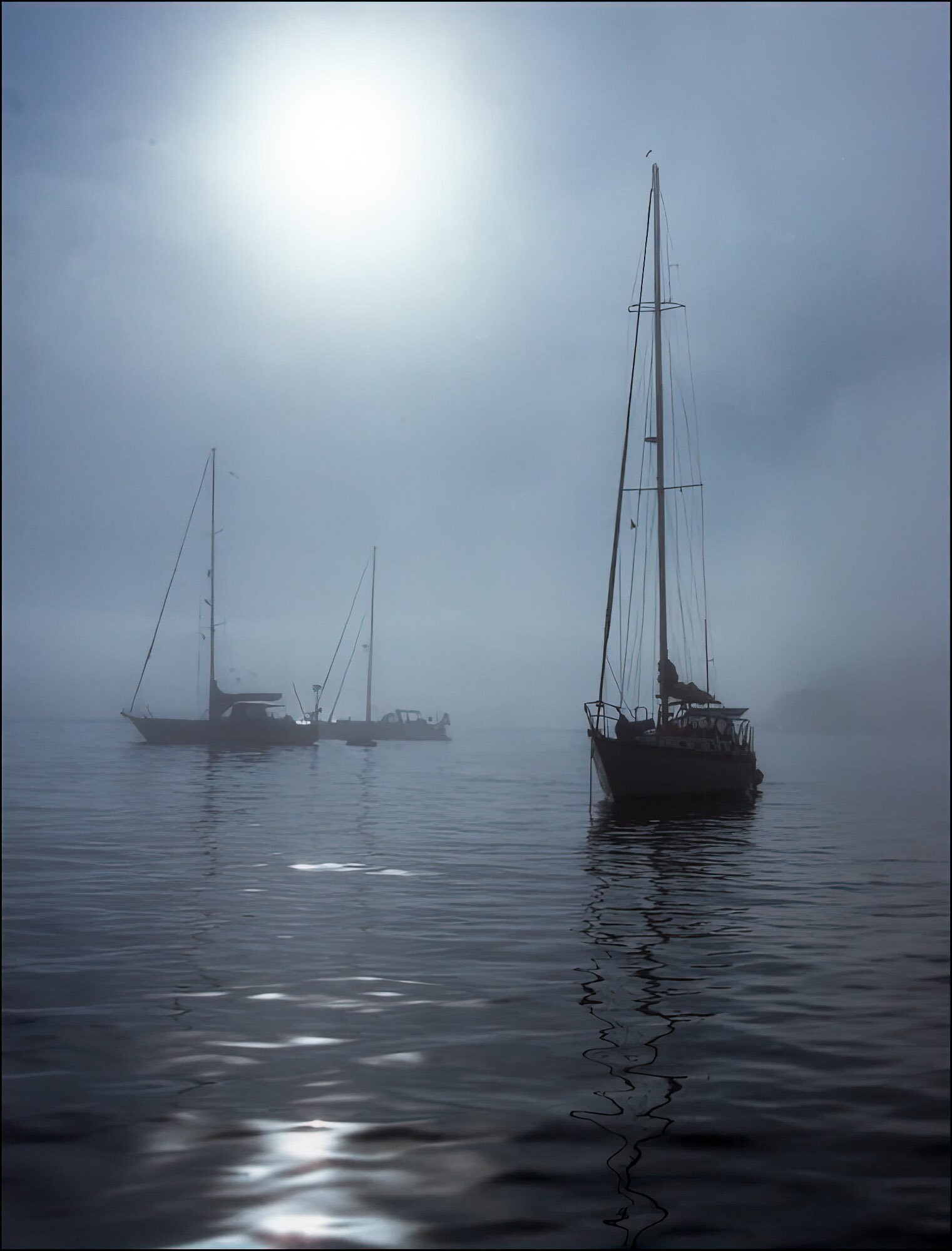 Sailboats in Fog - Etsy