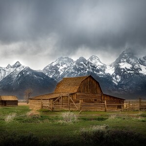 Brooding Sky over Moulton Barn / Grand Teton National Park / Canvas Wall Art