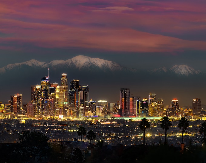 Los Angeles Skyline at Dusk/ home decor/canvas art print/wall art