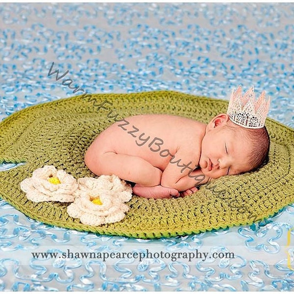 Baby Frog Lily Pad Blanket Photo Prop - Crochet Pattern Digital PDF