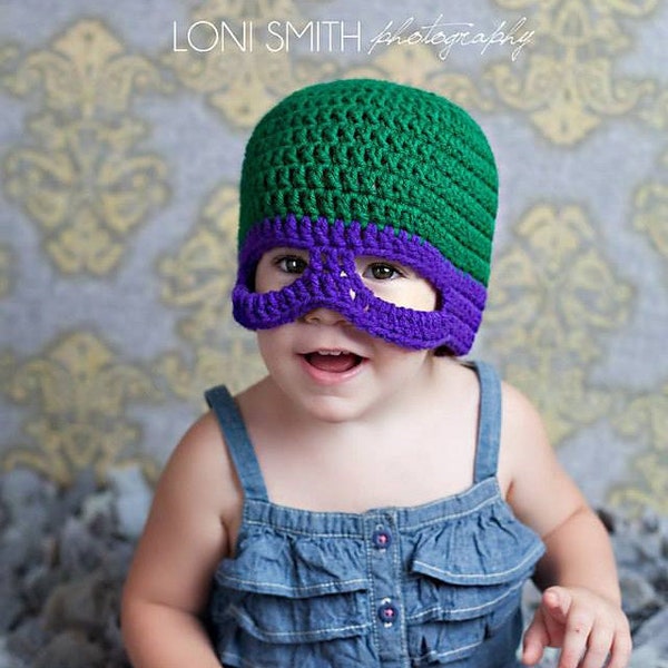 Baby Teenage Mutant Ninja Turtles TMNT Hat Photo Prop - Crochet Pattern Digital PDF - 5 Sizes!