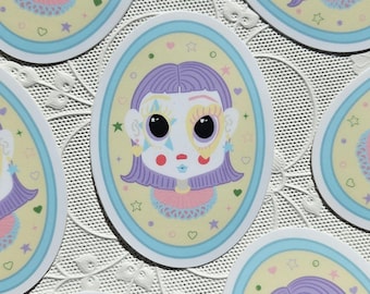 Sterne und Herzen Clown Girl Sticker