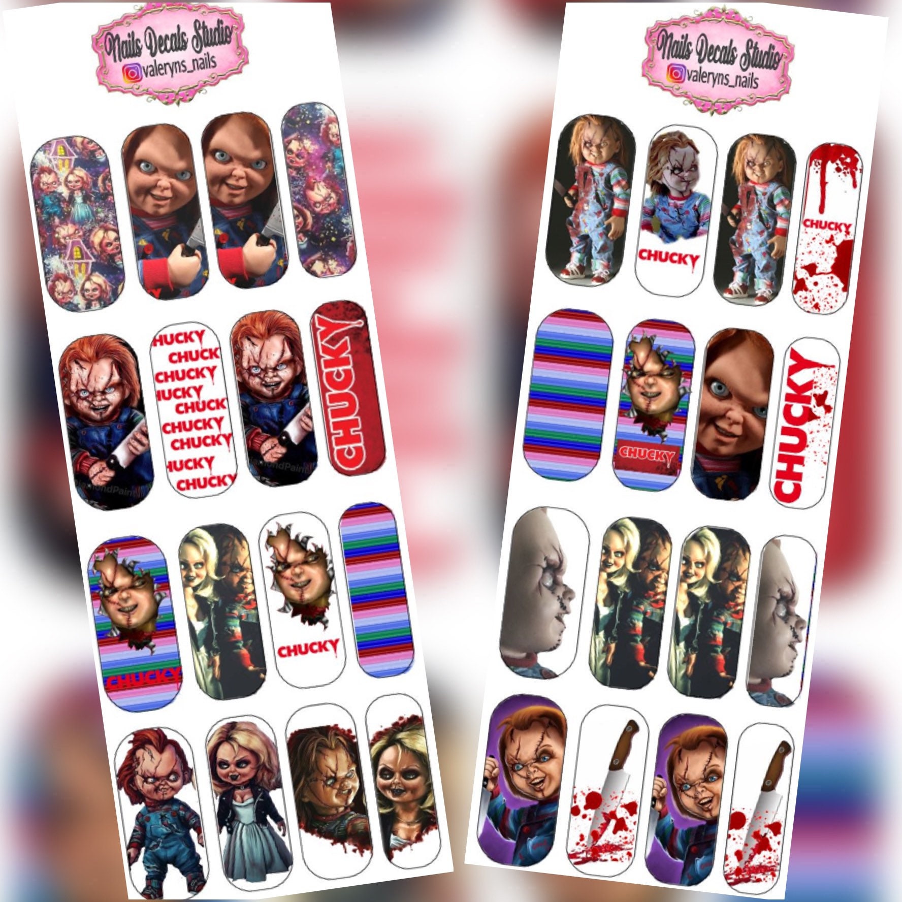 Chucky Horror Nail Waterslide Decals Nail Art Small Med. or Med Lg. Etsy