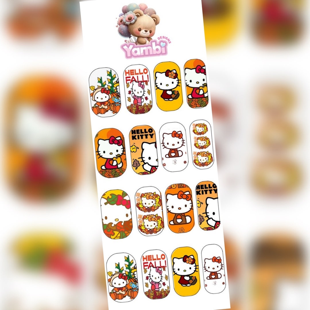 Hello Kitty Fall Waterslide Nails Decals Nail Art Stickers Etsy