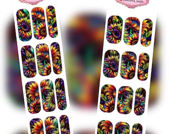 Colorful Flowers Waterslide Nails Decals