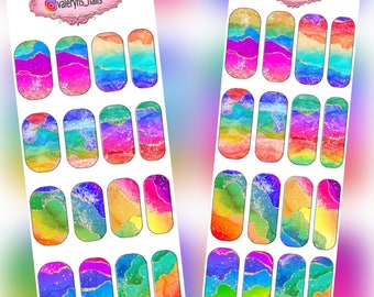 Colorful marble waterslide Nails Decals- Nail art- Nail Stickers